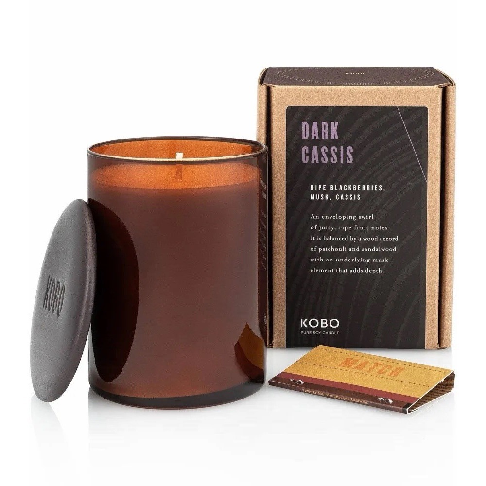 Kobo Dark Cassis Ripe Blackberri Soy Candle 15oz Handcrafted Aromatherapy Candle